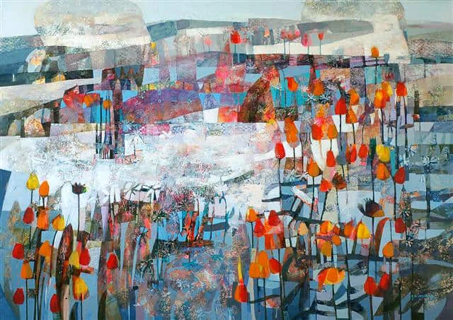 079. GREY MEADOW WITH TULIPS — Alicja Słaboń - Urbaniak