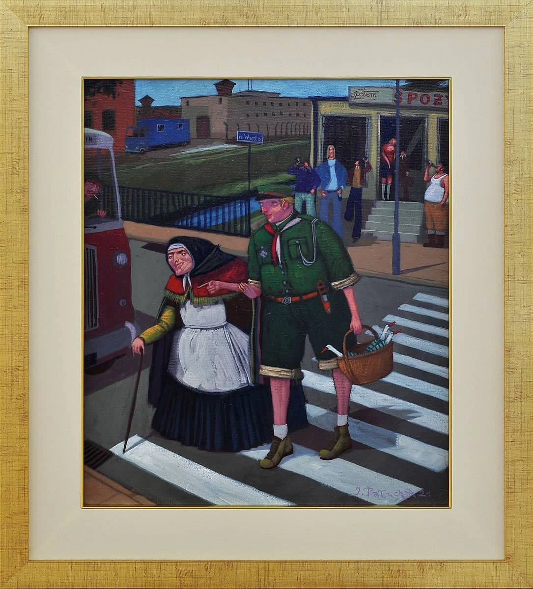 155. Scout Helping an Elderly Woman Across the Road — Jacek Pałucha